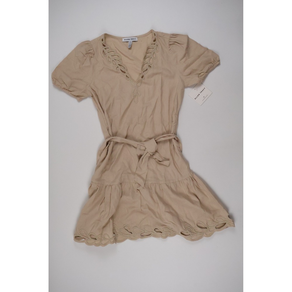 Ellen Tracy Dress ETWS6123 Tan Solid XS NWT 129